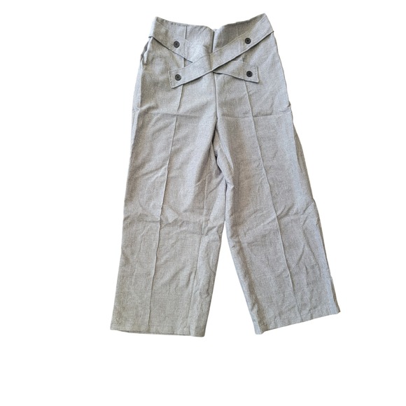 SHEIN Pants - SHEIN Curve Gray Wide Leg High Waist Criss Cross Button Trousers Plus Size 1XL